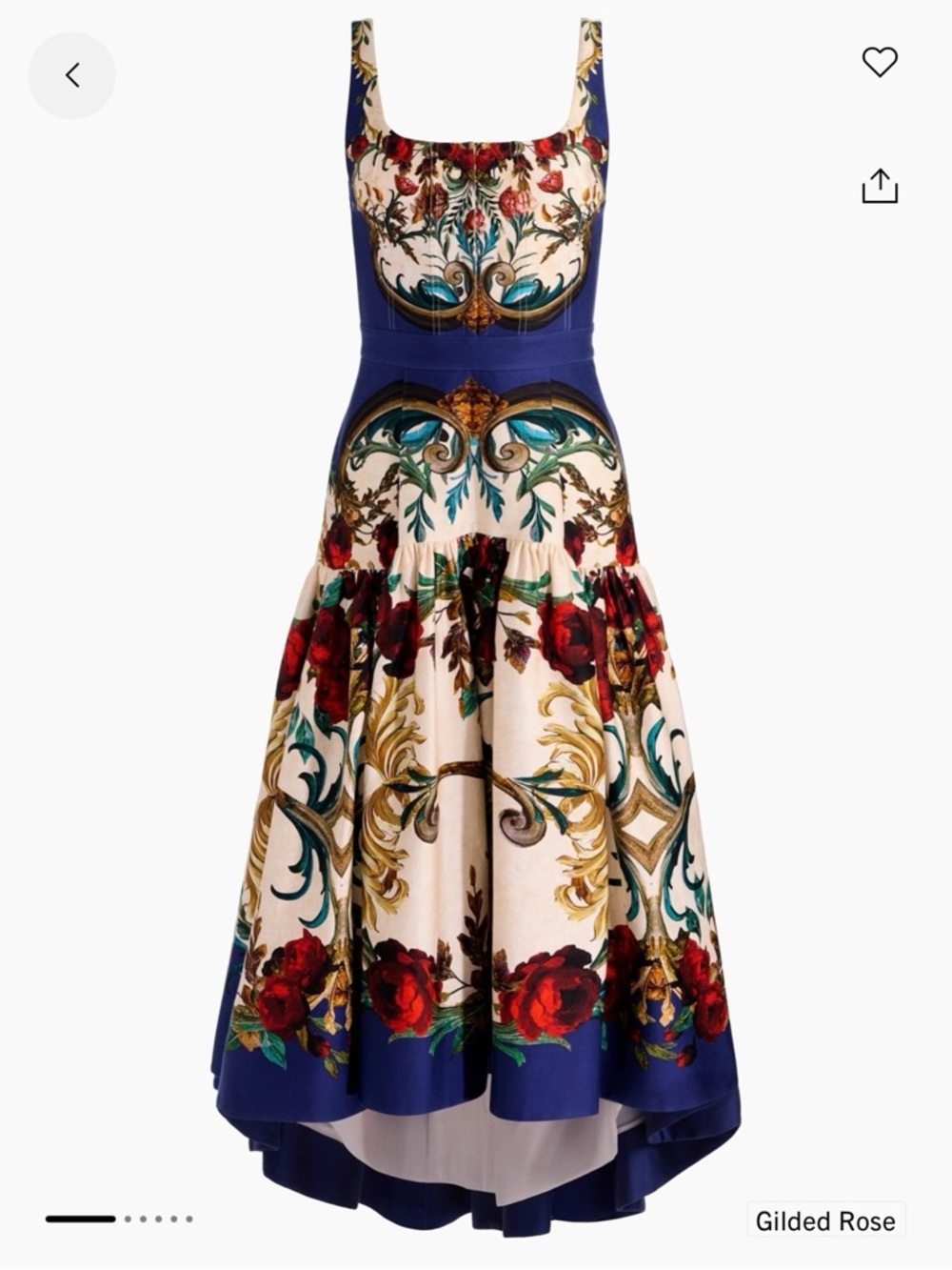 Alice + Olivia Blue and Ivory Floral High-Low Dress